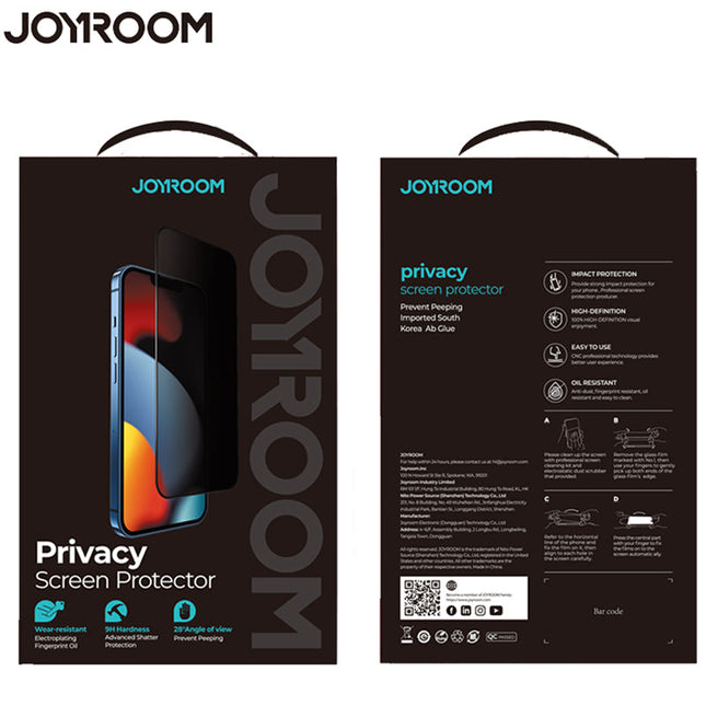iPhone 15 Pro Privacy screenprotector van gehard glas met zwarte rand